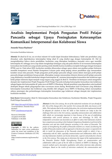 Pdf Analisis Implementasi Projek Penguatan Profil Pelajar Pancasila