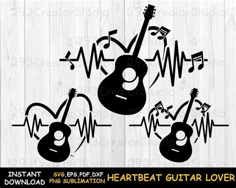 Heartbeat Guitar Svg Guitar Lover Clipart Png Guitarist Svg Music