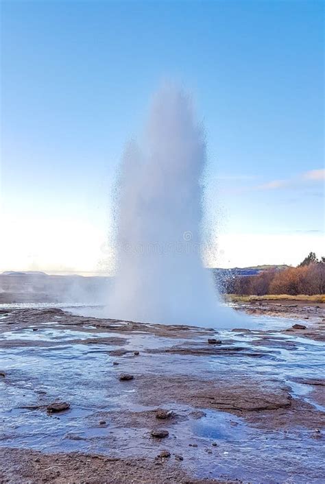 Iceland Active Geysir Stock Photo Image Of Landscape 147382058