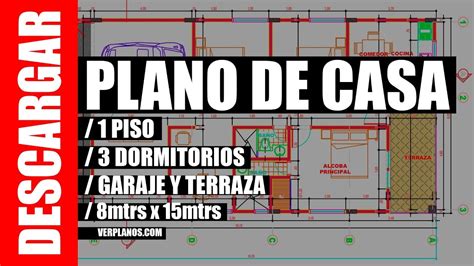 Descargar Plano De Casa En Autocad DWG 3 Dormitorios 1 Piso YouTube