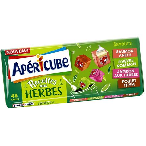 APERICUBE Cubes de fromage apéritif Recettes aux herbes 48 cubes 250g