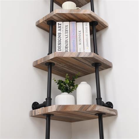 Industrial 6 Tier Pipe Corner Shelf Display Shelving Unitbrown Bunnings Australia