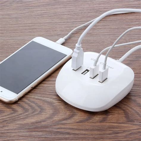 Portable Fast Charging Station 4 Port USB Charging Device 3.4A 77W HUB Phone Desktop Charger ...