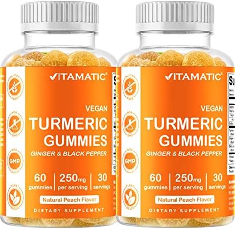 Vitamatic 2 Pack Turmeric Gummies With Ginger And Black Pepper Extract 95