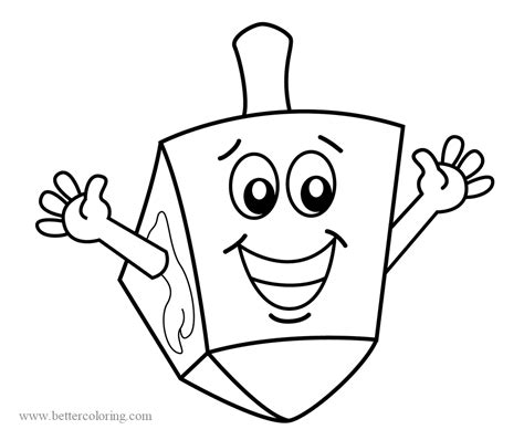 Happy Cartoon Dreidel Coloring Pages - Free Printable Coloring Pages