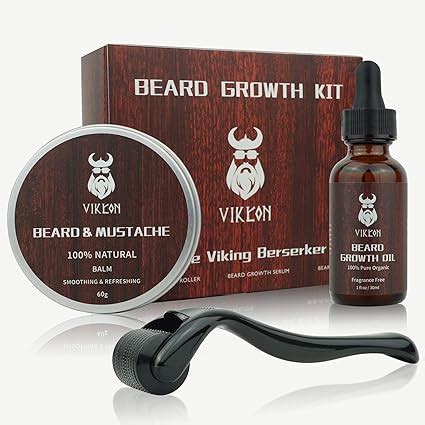 Kit De Croissance De Barbe Vikicon Rouleau De Derma Barbe Huile De