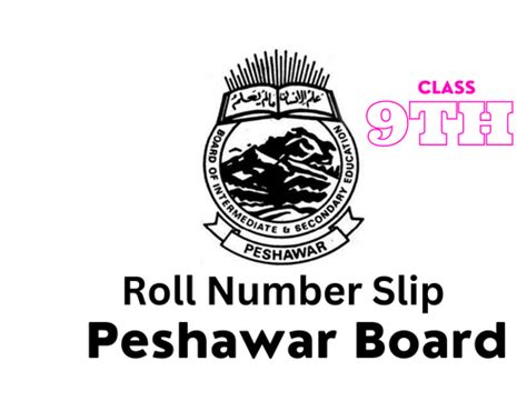 Roll Number Slip 9th Class BISE Peshawar Board 2023