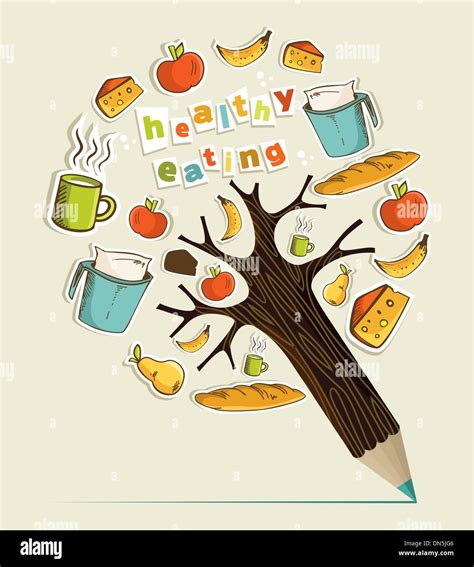 Healthy food concept pencil tree Stock Vector Image & Art - Alamy