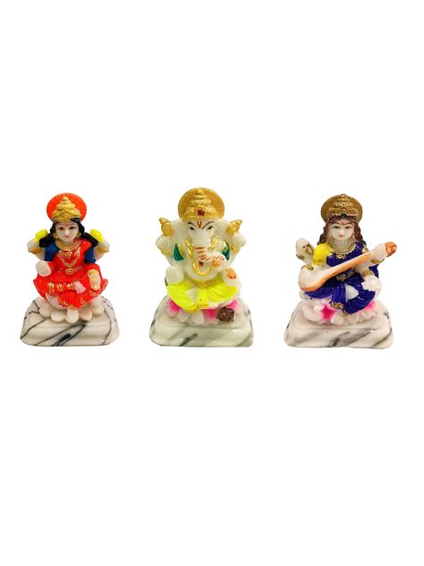 Buy Marble Laxmi Ganesha Saraswati Statue Idol With Diya Lakshmi Ganesh