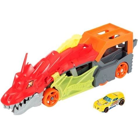 Hot Wheels City Transporteur Dragon Lanceur 2 en 1 Camion Petite voiture Dès 3 ans GTK42