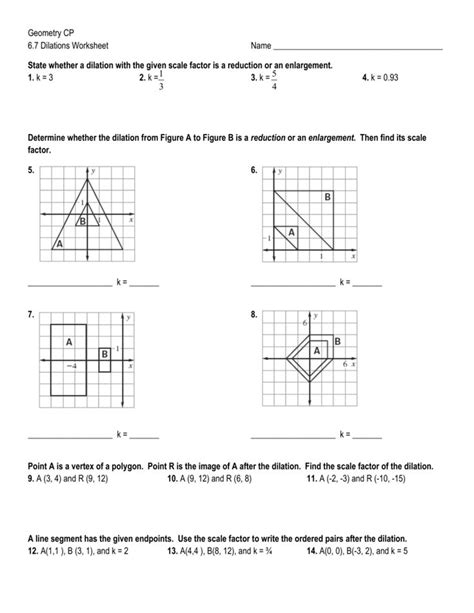 Dilations On The Coordinate Plane Worksheet