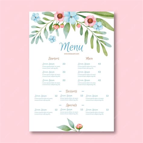 Free Vector Blooming Flowers Menu Template