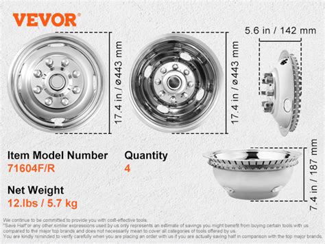 VEVOR 16 Inch Wheel Simulators 304 Stainless Steel Wheel Simulator Kit