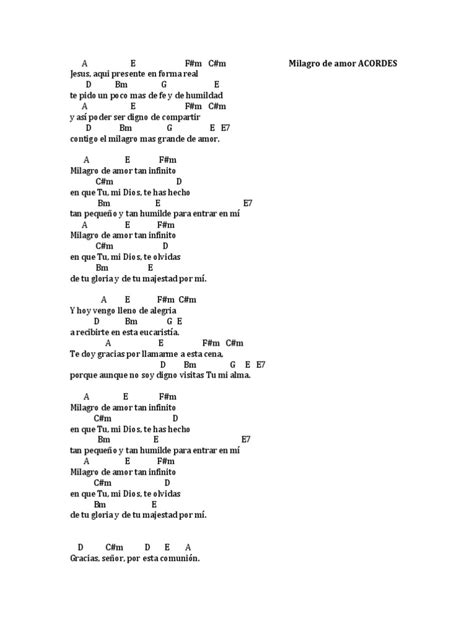 Milagro De Amor Acordes Pdf Eucaristía Creencia Religiosa Y Doctrina