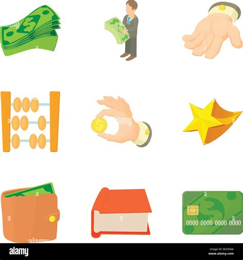 Material Wealth Icons Set Cartoon Style Stock Vector Image And Art Alamy