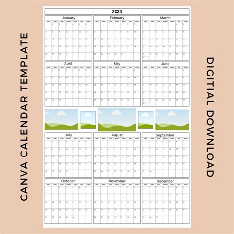 Poster Calendar Canva Template Customizable Add Your Own Etsy