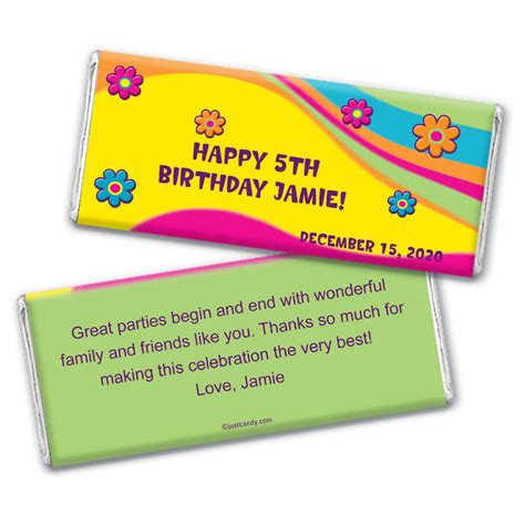 Bright Birthday Personalized Candy Bar Wrapper Only