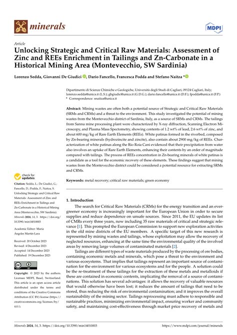 PDF Unlocking Strategic And Critical Raw Materials Assessment Of