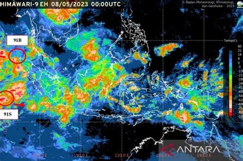 BMKG Deteksi Bibit Siklon 91S 91B Potensi Hujan RI Masih Tinggi