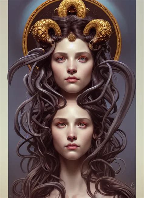 Symmetry Portrait Of Medusa Greek Mythology Stable Diffusion