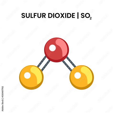 Structure Of Sulfur Dioxide Molecule SO2 Consisting Of Sulfur And