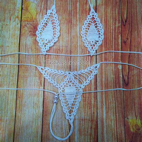 Buy White Crochet Teardrop Micro Bikini Set At Ubuy India