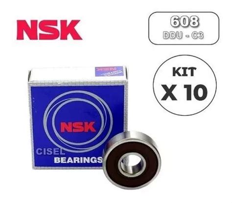 Kit 10 Rolamentos 608 Ddu 2rs C3 Nsk Original Parcelamento Sem Juros