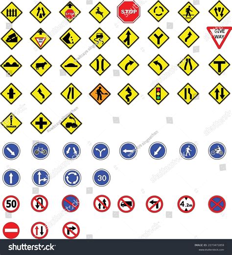 Road Signs Symbols Detailed Fully Editable Stock Vector (Royalty Free) 2273471859 | Shutterstock