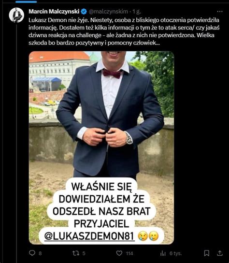 Łukasz Demon Łukasz Motyka nie żyje Popularny twórca jedzący bardzo