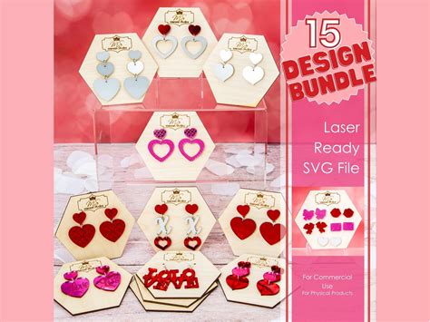 Xl Valentine Earring Svg Bundle Laser Cut File Valentine Earrings