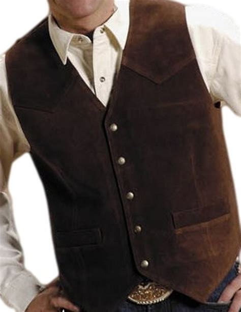 Roper Western Vest Mens Leather Vest Snap Brown 02 075 0500 0510 Br