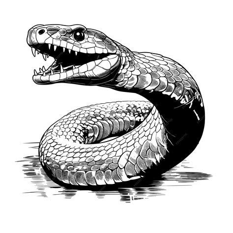 Premium Vector Hand Drawn Sketch Water Moccasin Snake Illustration