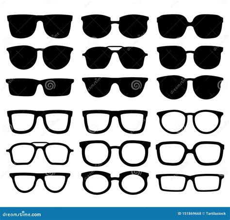 Glasses Silhouette Geek Eyewear Cool Sunglasses And Eyeglasses Silhouettes Vector Collection