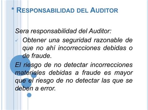 Nia 240 Responsabilidades Del Auditor Ppt