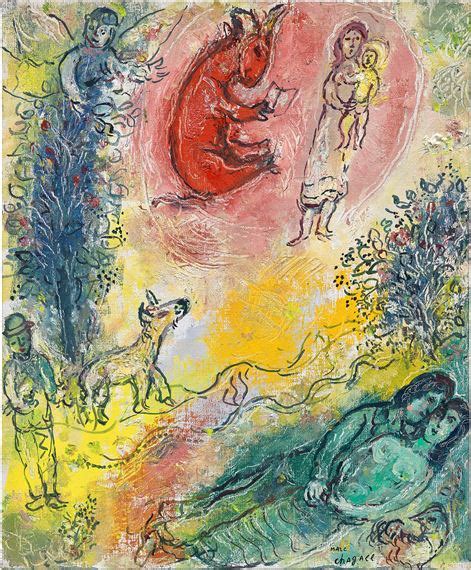 Marc Chagall Bouc Rouge Lisant Au Dessus Des Amoureux Au Repos 1971