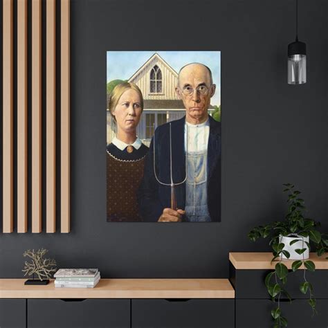 American Gothic By Grant Wood Art Canvas Gallery Wraps The Mob Wife