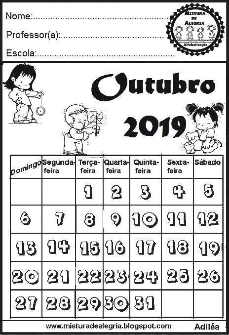 CALENDÁRIO OUTUBRO PARA IMPRIMIR Mistura de Alegria