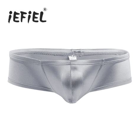 IEFiEL Hot Men Low Waist Wetlook Sissy Briefs Mens Underwear Underpants Jockstraps Sexy Lingerie