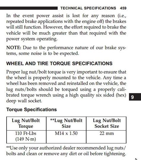 Durango Lug Nut Torque