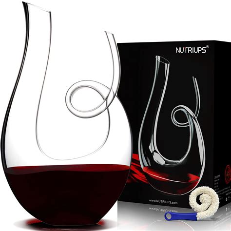 Nutriups Wine Decanter Aerator Hand Blown Red Wine Carafe Lead Free