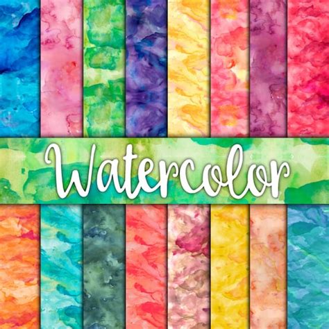 Watercolor Digital Paper Textures Watercolor Backgrounds Etsy