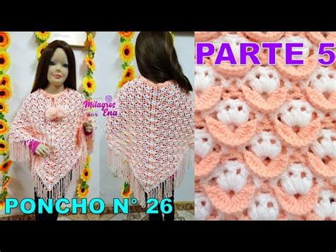 Video Parte Poncho N Tejido A Crochet En Punto Flores Con Hojitas