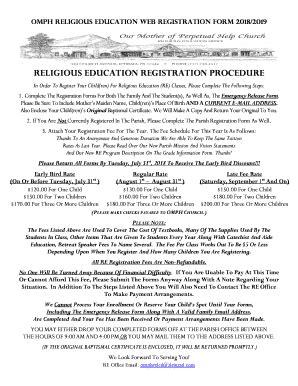 Fillable Online Religious Education Registration Forms Las Mejores