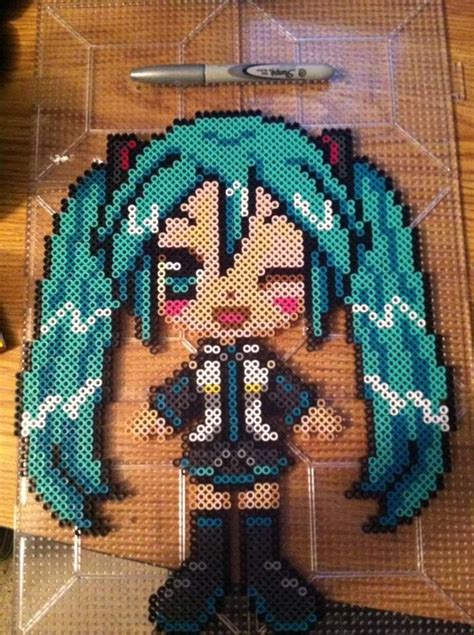 Miku Perler Beads By Khoriana On Deviantart Perler Beads Pixel Art