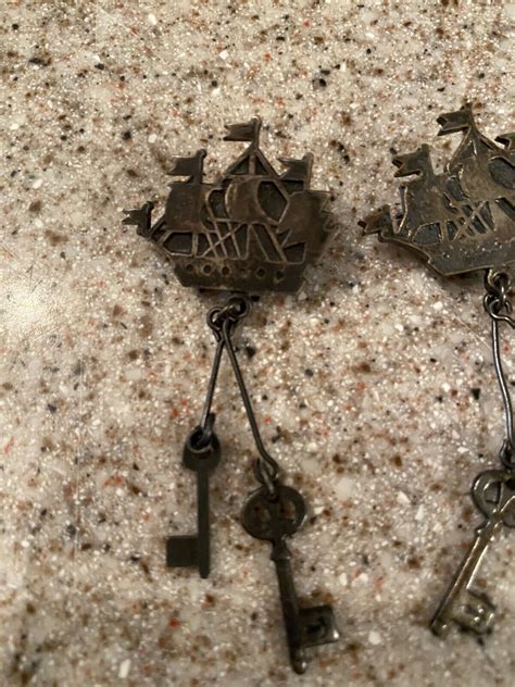 Antique Russian Galleon Ship And Keys Brooch Or Pin S… Gem