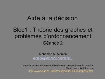 Plan Introduction Parcours De Graphe Optimisation Et Graphes Ppt