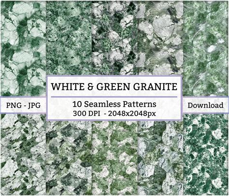 10x Green And White Granite Textures Seamless Pattern Set 10 Etsy