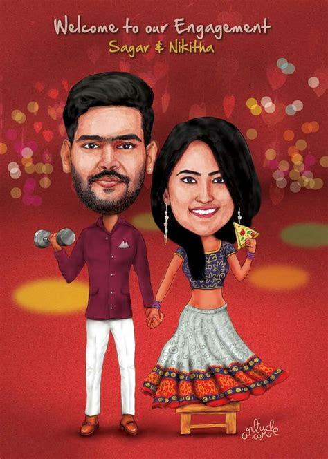 Caricature Standy For Engagement Party Wedding Party Invites