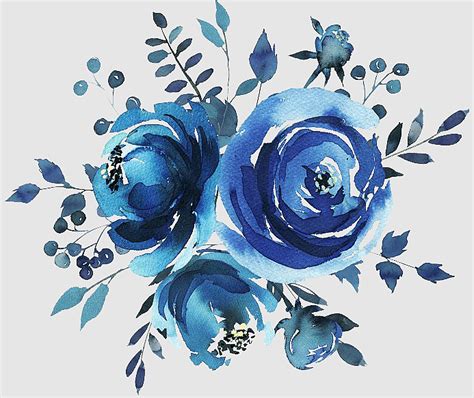 Watercolor Flowers Blue Rose Wreath Garden Roses Rose Order Rose