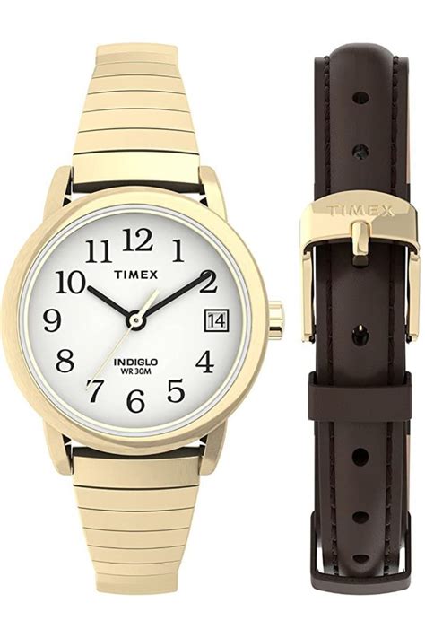 Timex Womens Easy Reader 25mm Watch Box Set Gold Tone Case White